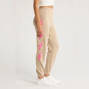 Aviator Nation Bolt 4 Sweatpants Sand and Neon Pink